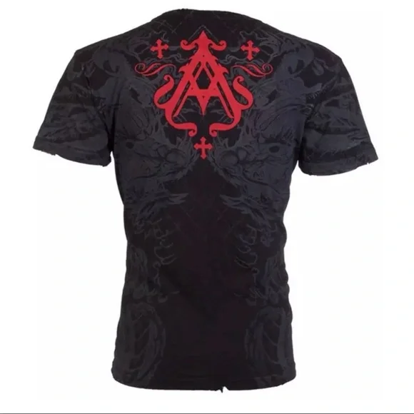 Archaic by Affliction Men's T-Shirt DRAGON RAGE Biker MMA Black - Picture 3 of 8